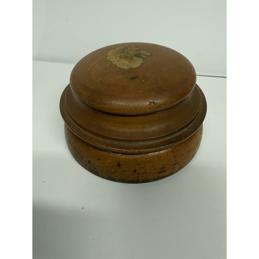VTG American Folk Art Wooden Shaving‎ Box Or Power Box Collie Dog On Top